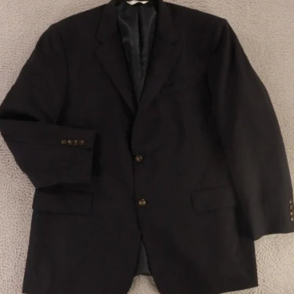 Versini Jacket XL XLT Blue 100% Wool Twill Blazer Sport Coat 48L
